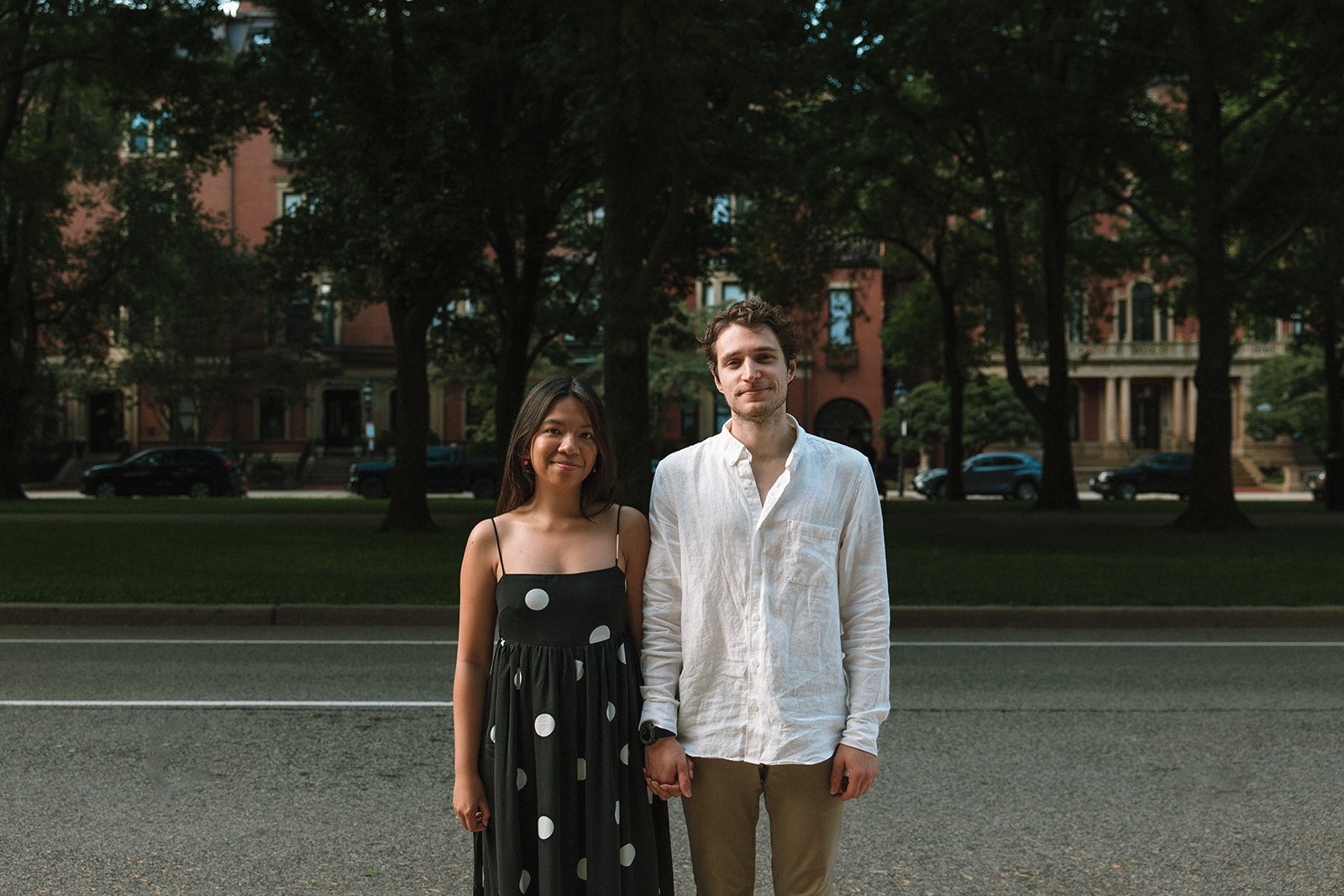 wes anderson style photo trend during engagement photos