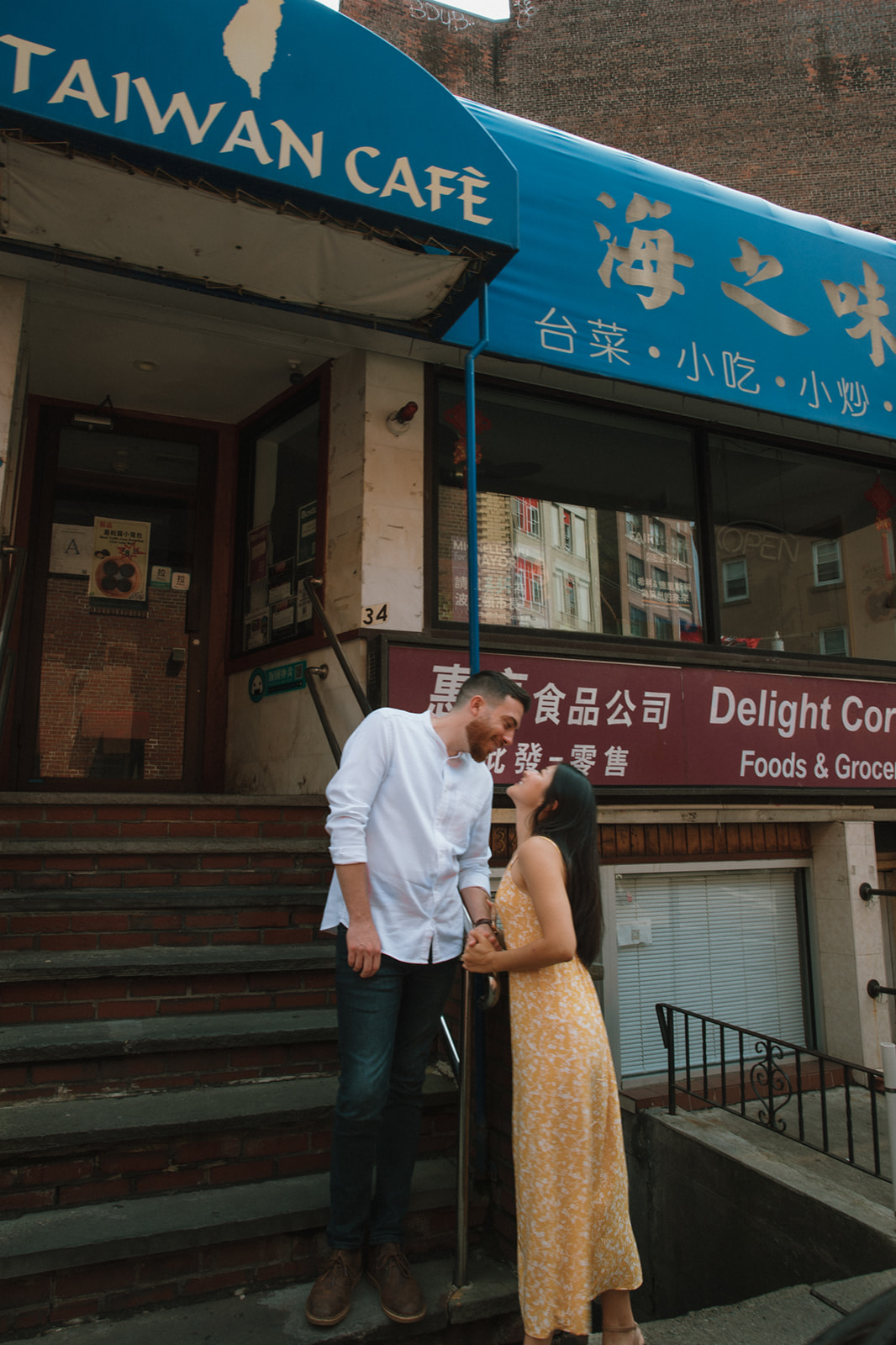 Beautiful couple share a kiss during their Boston engagement photos!