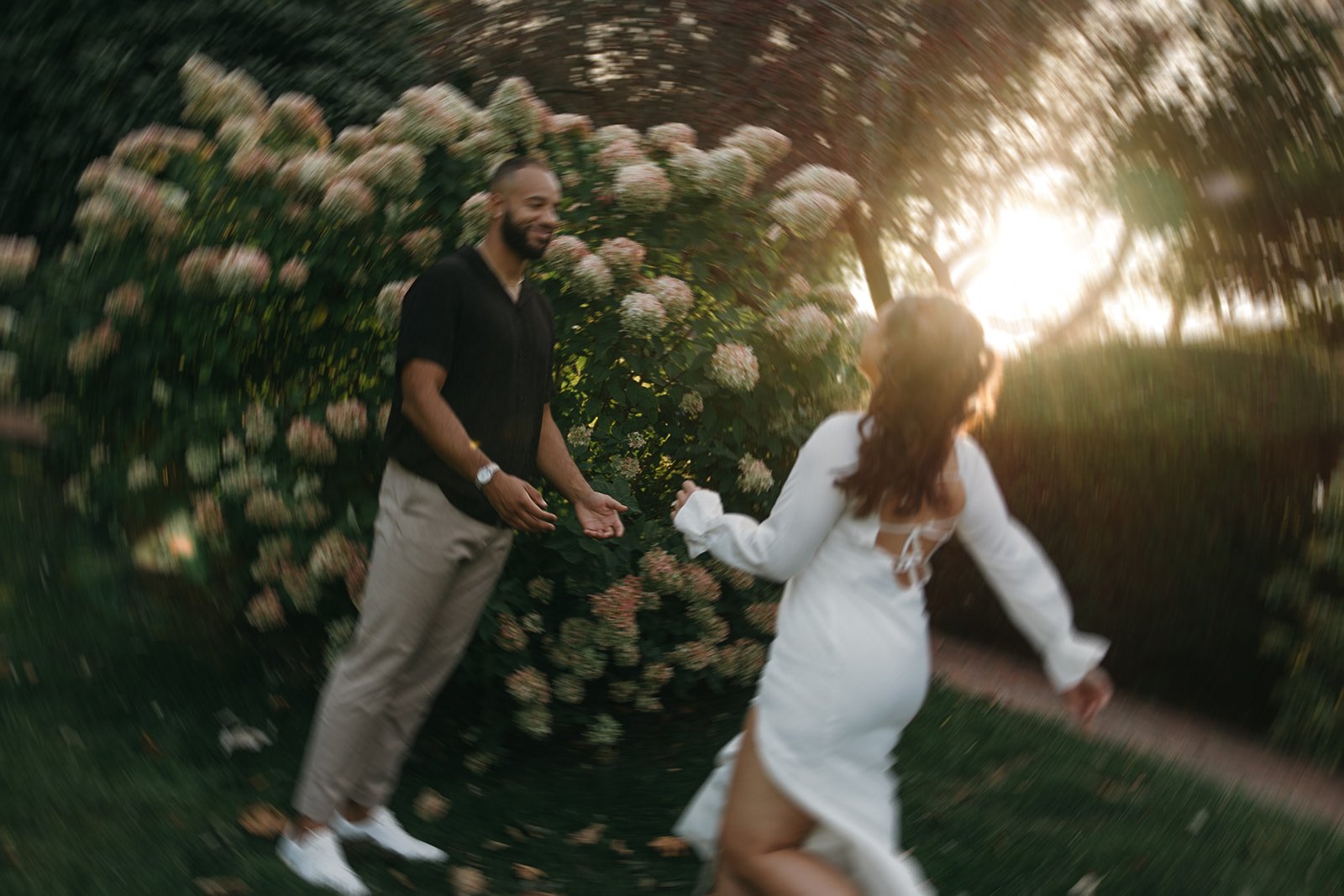 documentary style photo of couple during their engagement photos in Boston