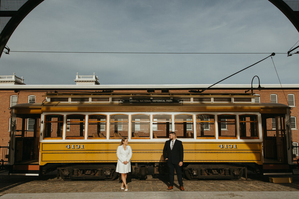 Stunning bride and groom pose after their elopement in Massachusetts