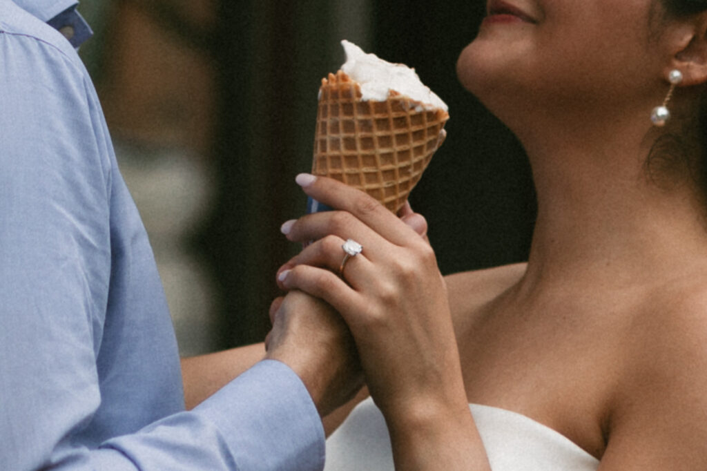 engagement ring with ice cream cone