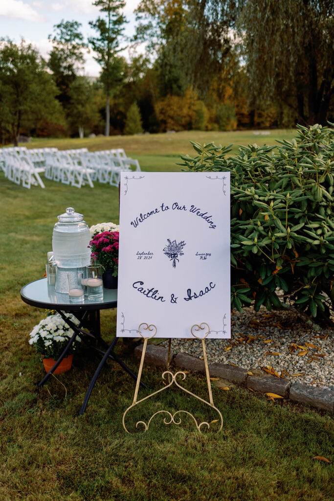 handwritten welcome sign for vintage fall wedding