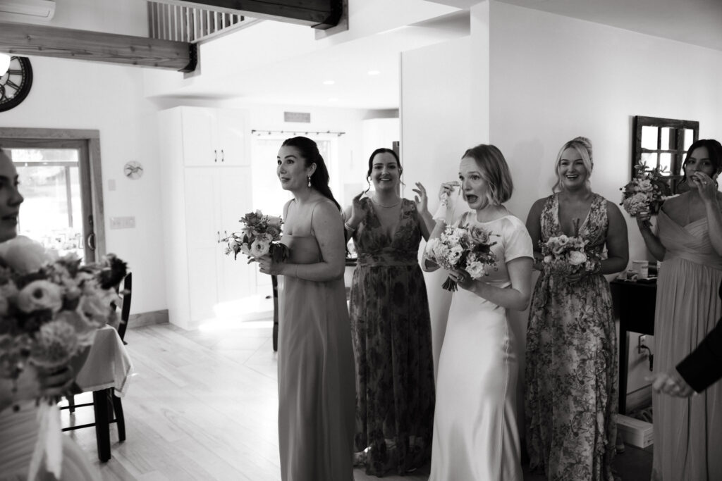 emotional bridesmaids after wedding ceremony