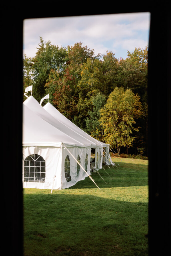 tent wedding reception in the fall in New Hampshire