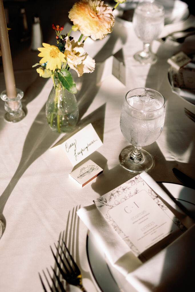 custom matchbooks and stationary for vintage backyard wedding