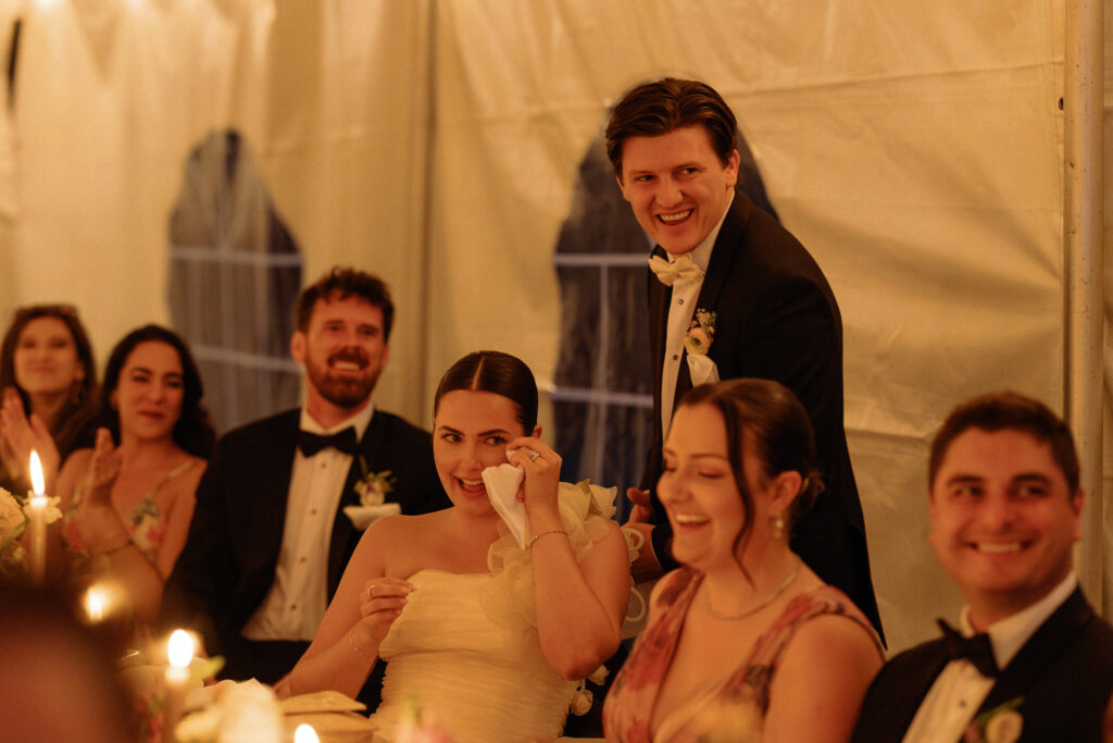 warm and intimate candlelit dinner wedding reception