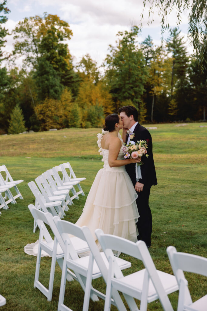 bride and groom see each other for the first time on their wedding day