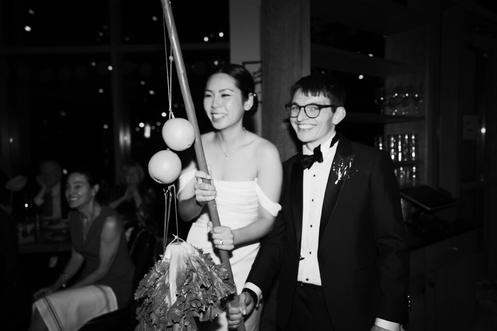 surprise lion dance at PAGU restaurant for their Cambridge restaurant wedding 