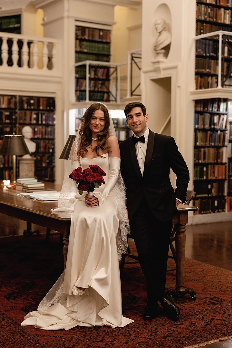 the bride and groom at their boston athenaeum wedding