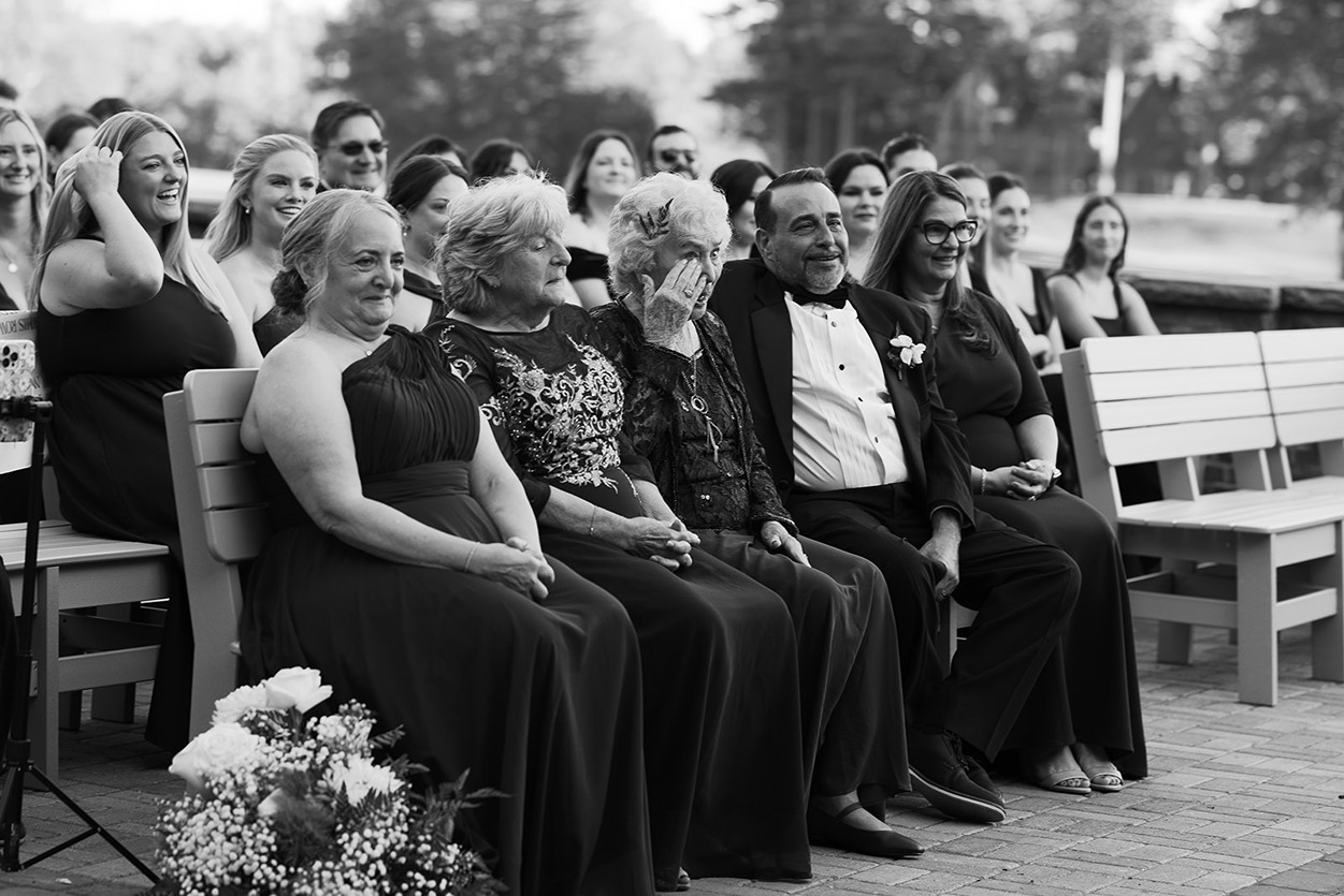 the family getting teary eyed at a wedding at the mansion on turner hill ipswich ma