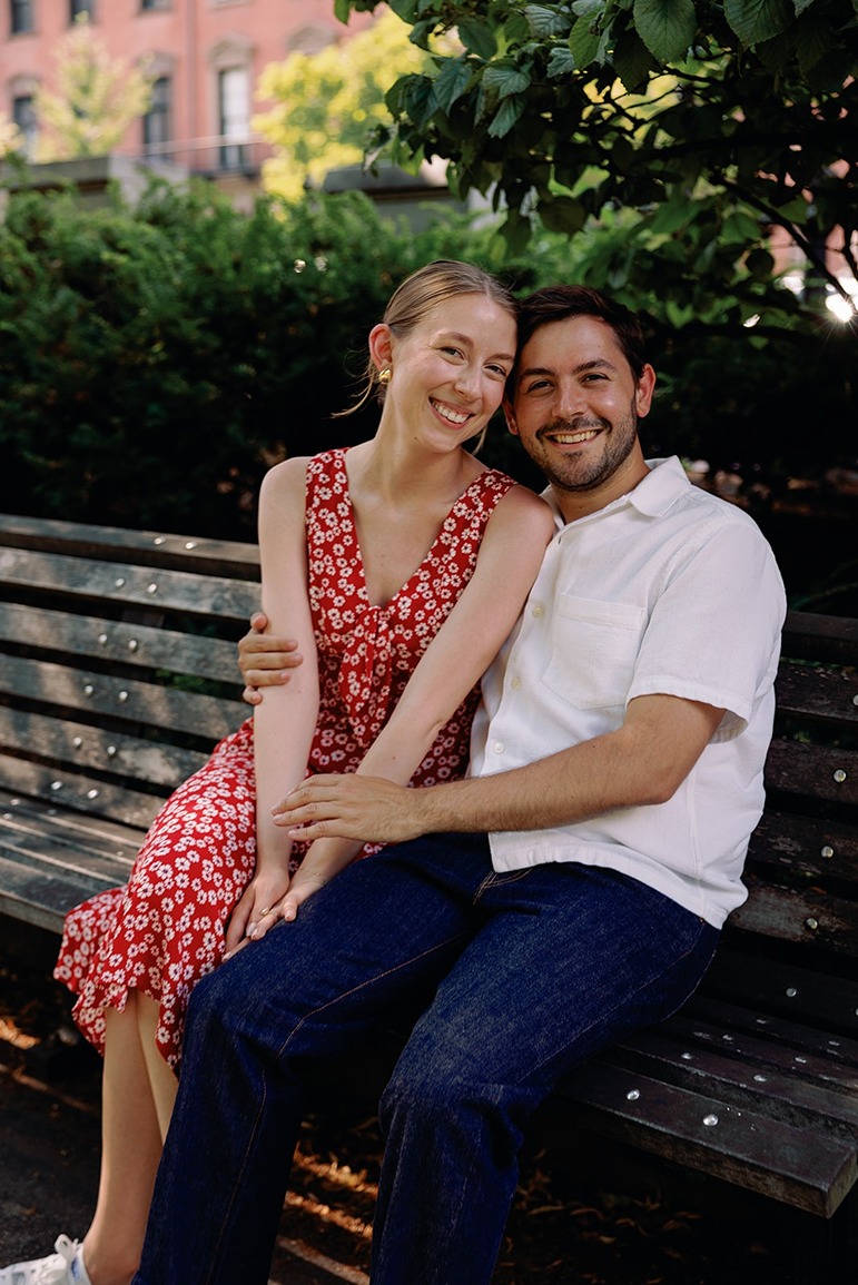 a couple taking their boston common engagement photos