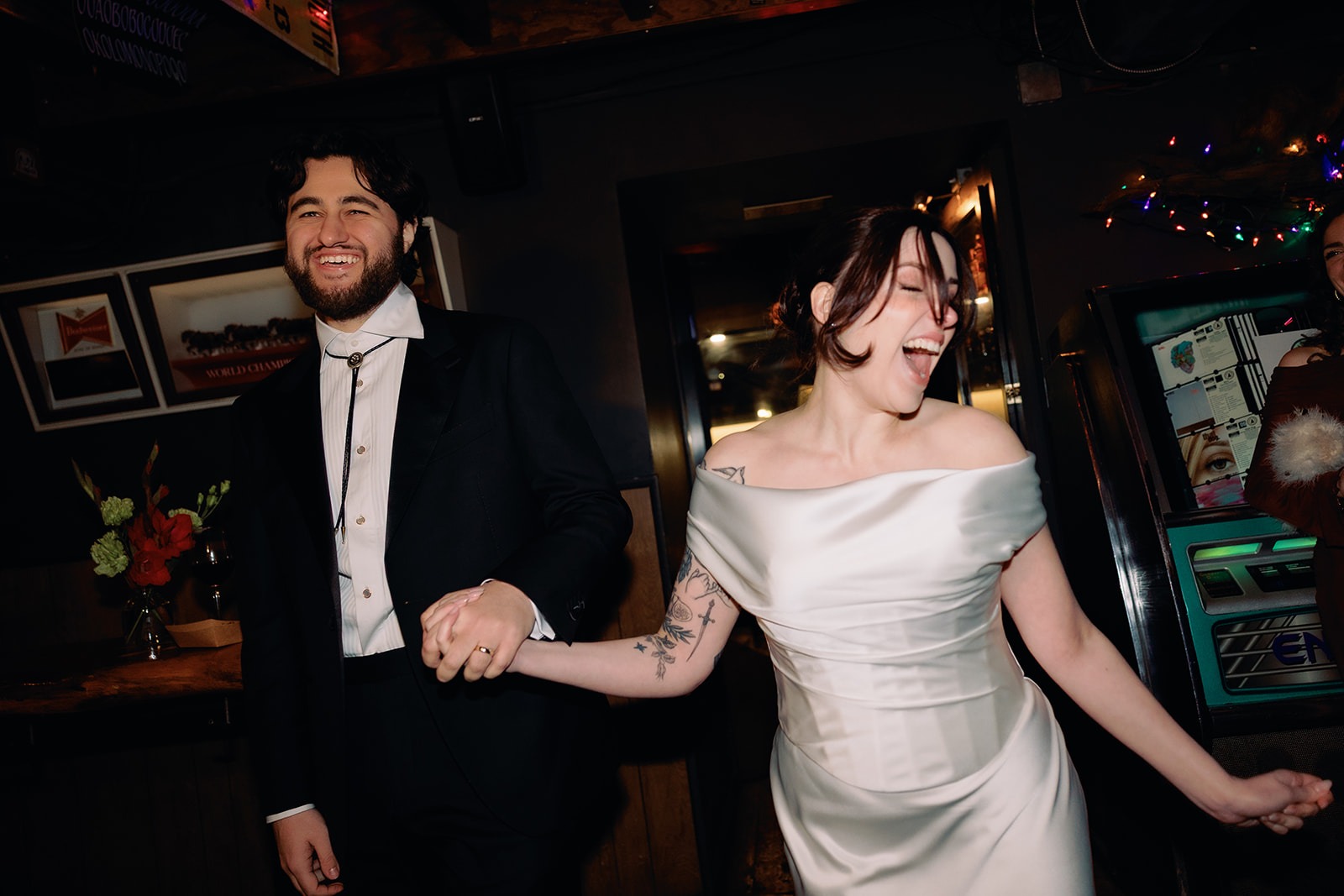 the bride and groom dancing at their boston restaurant wedding venues