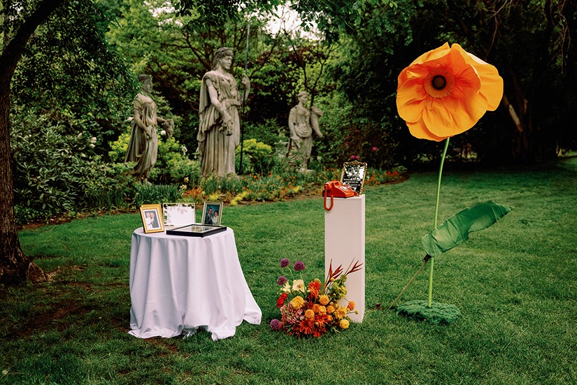 gardens at elm bank wedding paper mache flowers