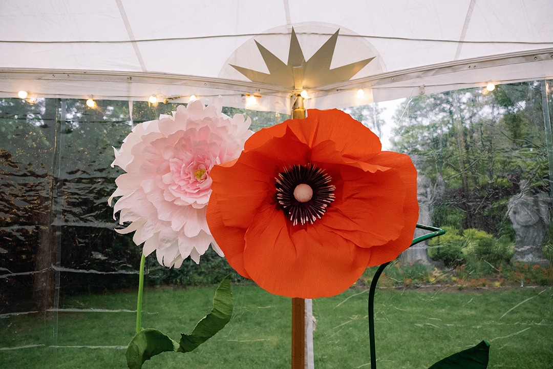 gardens at elm bank wedding paper mache flowers