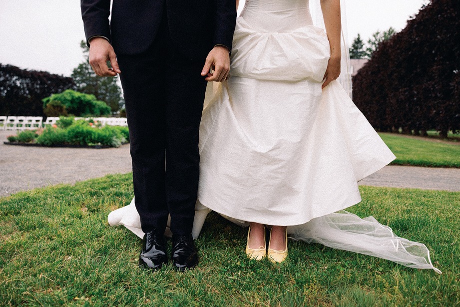 the bride and grooms shoes at their garden at elm wedding